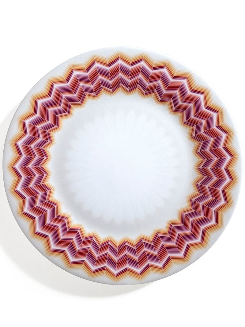 White Zigzag Jarris 156 Porcelain Dessert Plate Set