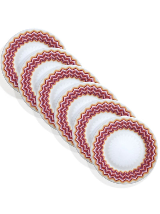 White Zigzag Jarris 156 Porcelain Dessert Plate Set