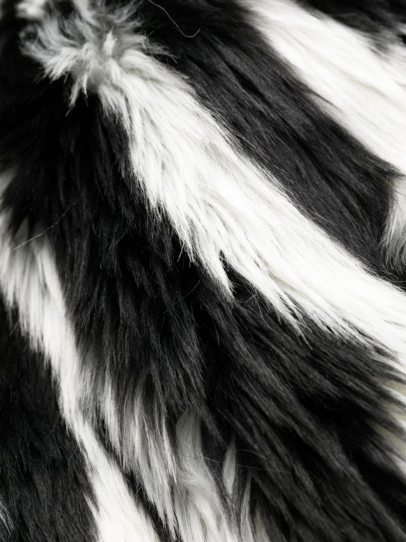 Black and White Zebra Print Faux Fur Coat