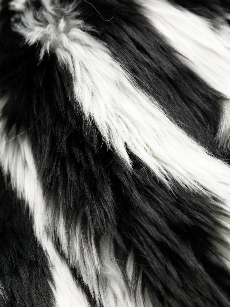 Black and White Zebra Print Faux Fur Coat