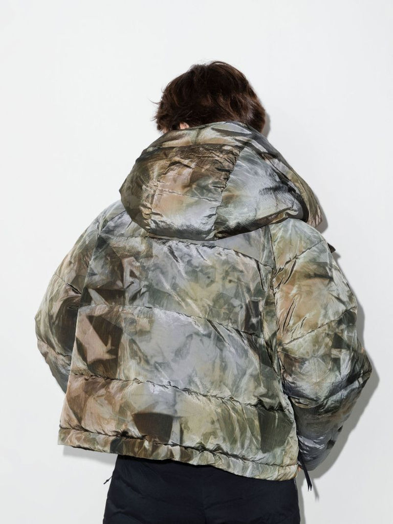 Green and Grey Padded Ski Jacket