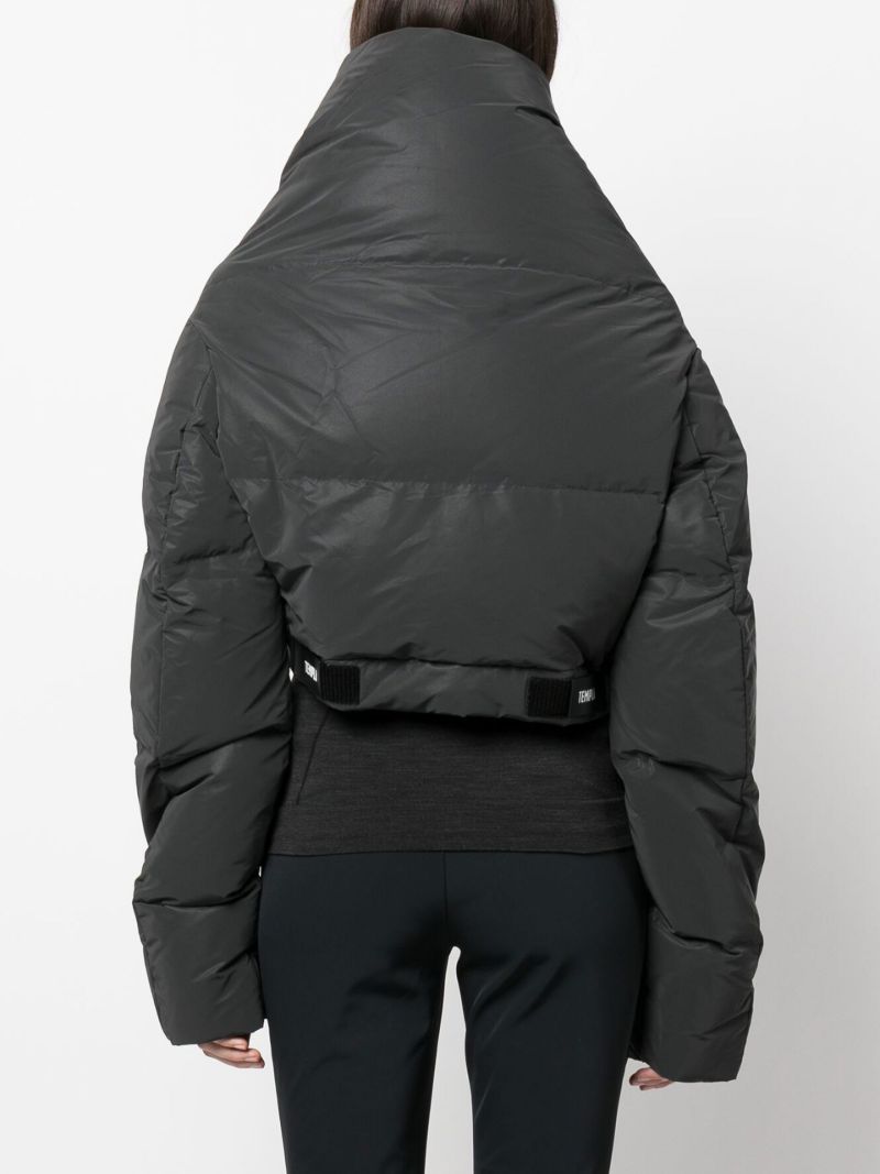Black Kitty Wrap Cropped Puffer Jacket