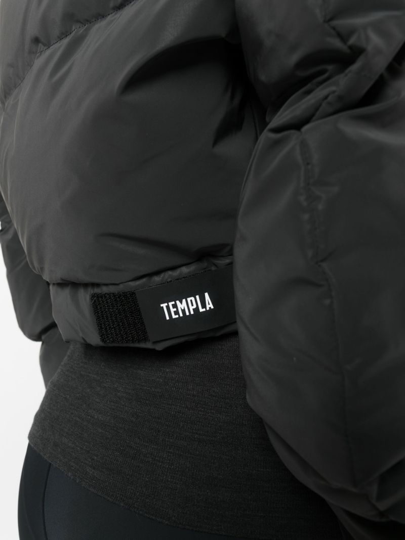 Black Kitty Wrap Cropped Puffer Jacket