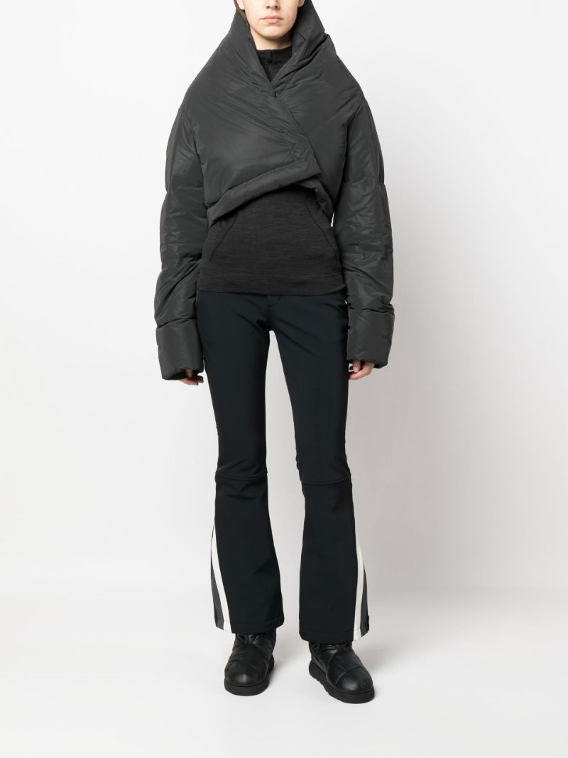 Black Kitty Wrap Cropped Puffer Jacket