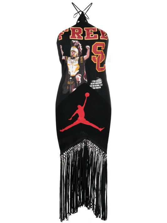 Black Macrame Halterneck Dress