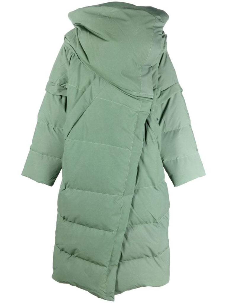 Green Kitty Wrap Puffer Coat