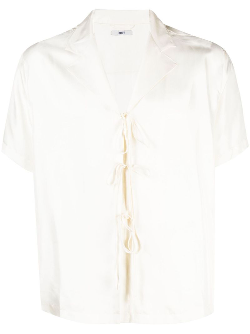 Neutral Front-tie Silk Shirt