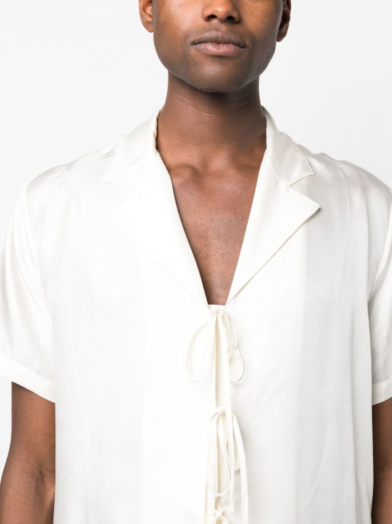 Neutral Front-tie Silk Shirt
