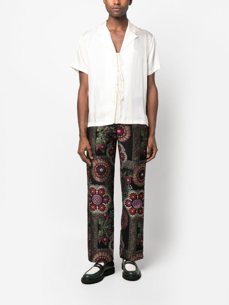 Neutral Front-tie Silk Shirt