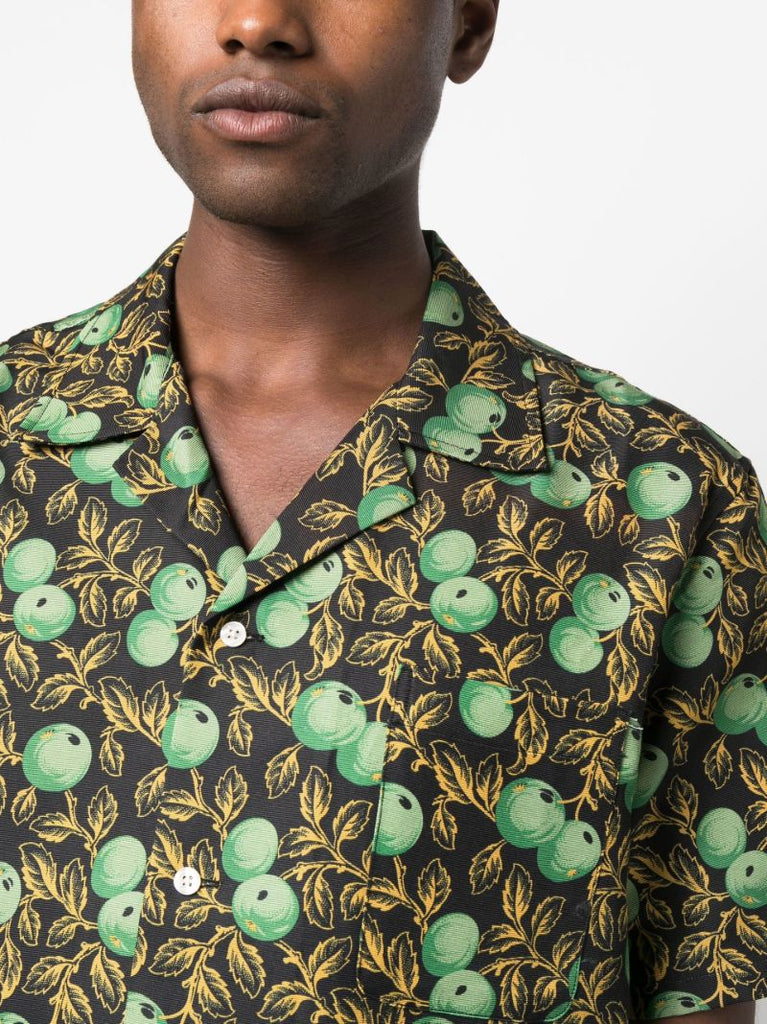 Black Gooseberry Print Short-sleeved Shirt
