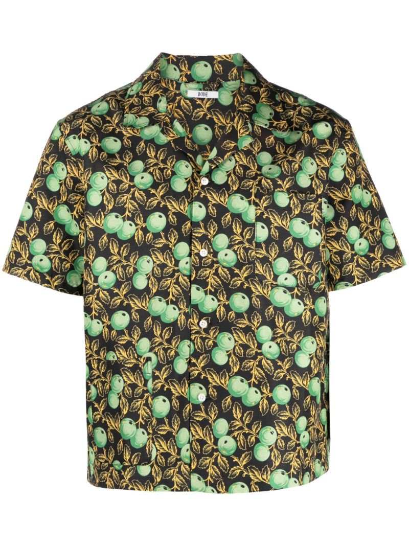 Black Gooseberry Print Short-sleeved Shirt