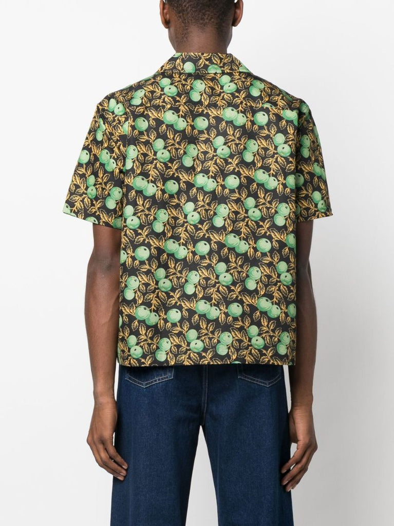Black Gooseberry Print Short-sleeved Shirt
