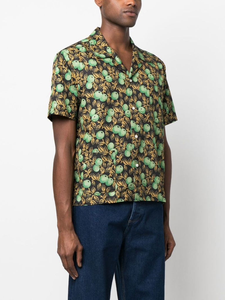Black Gooseberry Print Short-sleeved Shirt