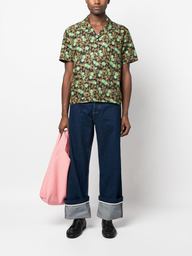Black Gooseberry Print Short-sleeved Shirt