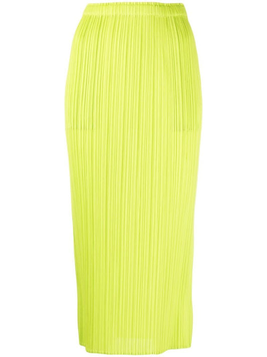 Green Pleated Midi Skirt