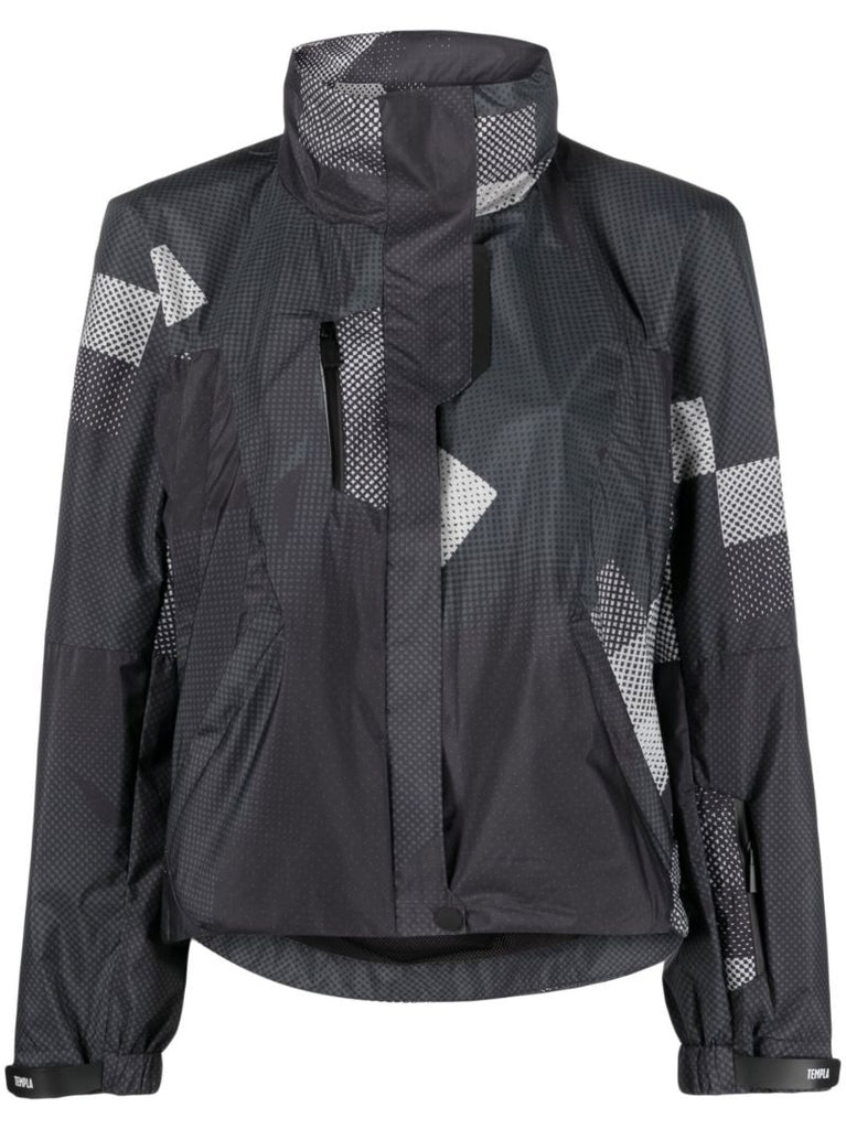 Black 3l Pixelated Print Ski Jacket