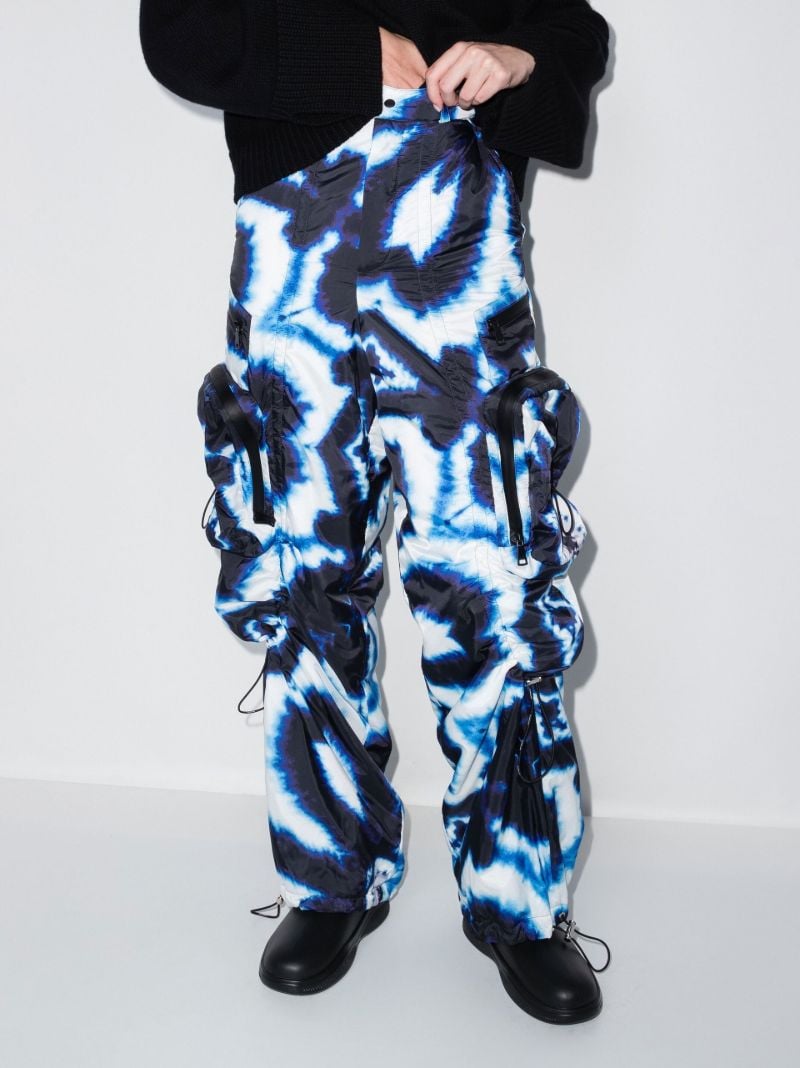 Blue Tie-dye Cargo Ski Trousers