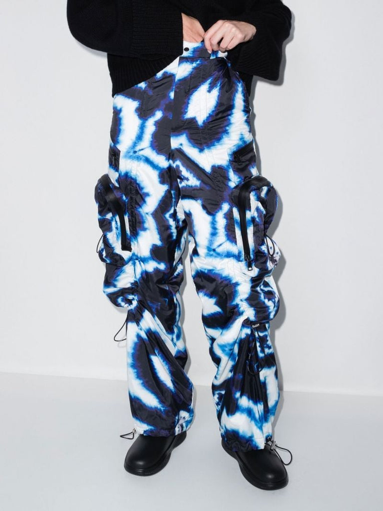Blue Tie-dye Cargo Ski Trousers