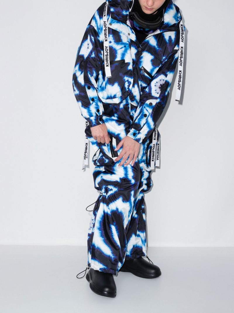 Blue Tie-dye Cargo Ski Trousers