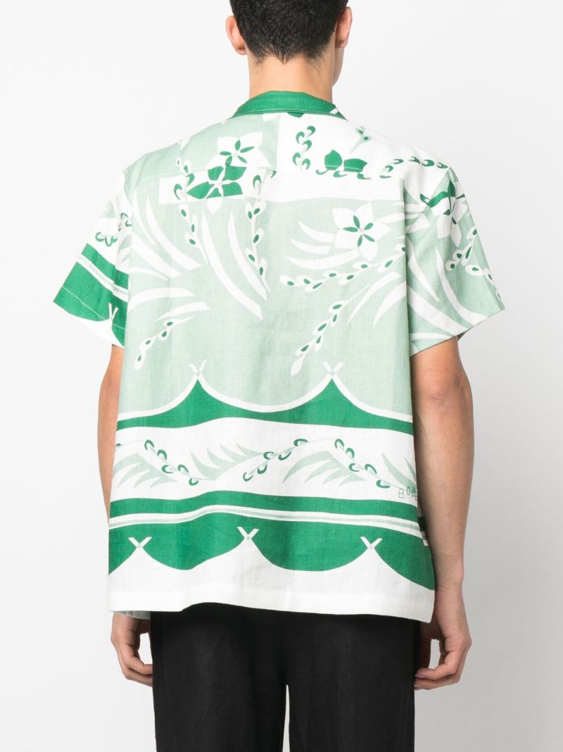 White Prairie Willow Printed Linen Shirt