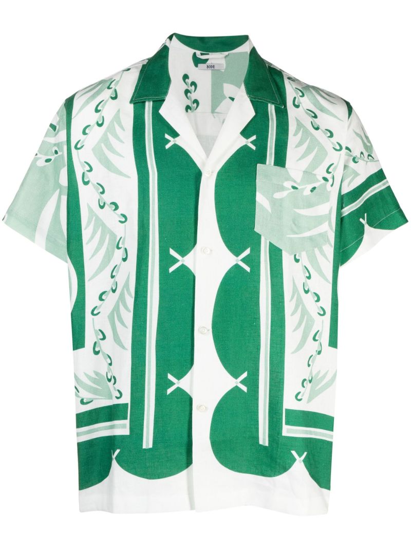 White Prairie Willow Printed Linen Shirt