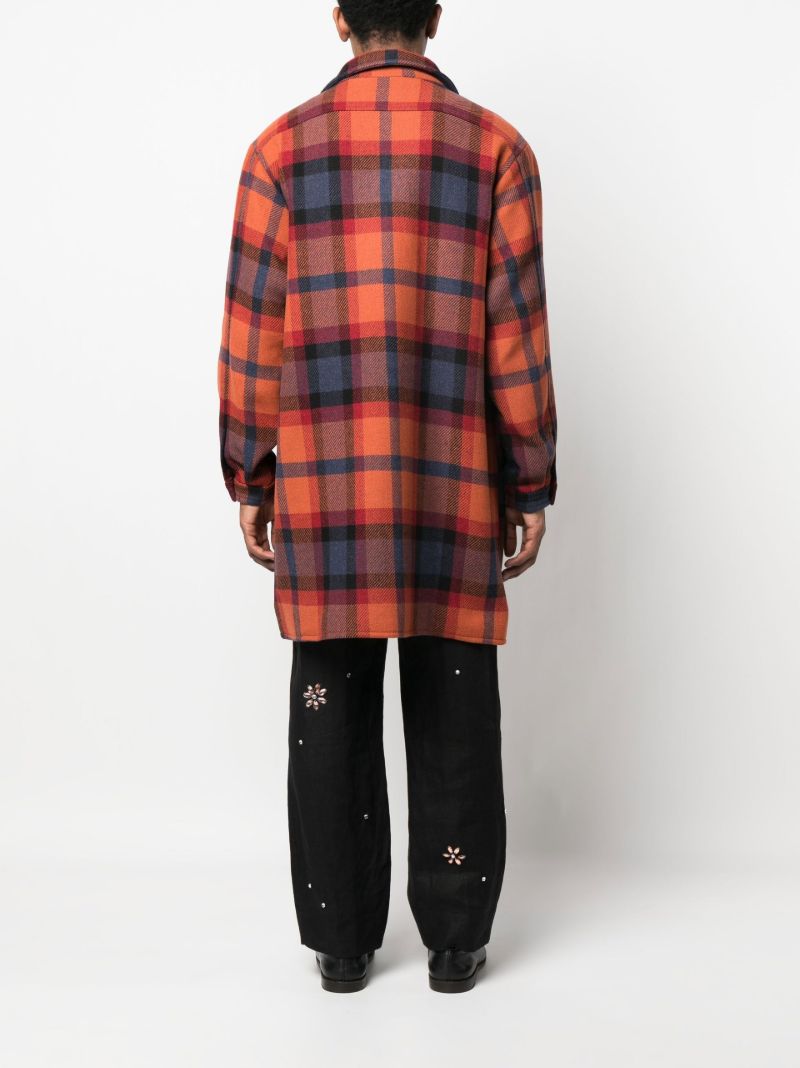 Orange Clinton Plaid Wool Coat