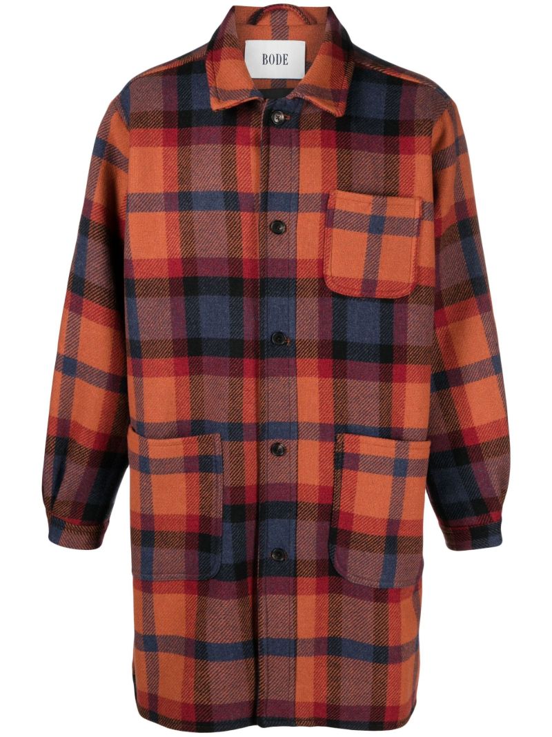 Orange Clinton Plaid Wool Coat