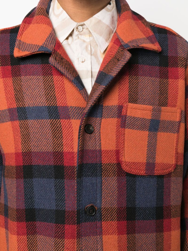 Orange Clinton Plaid Wool Coat