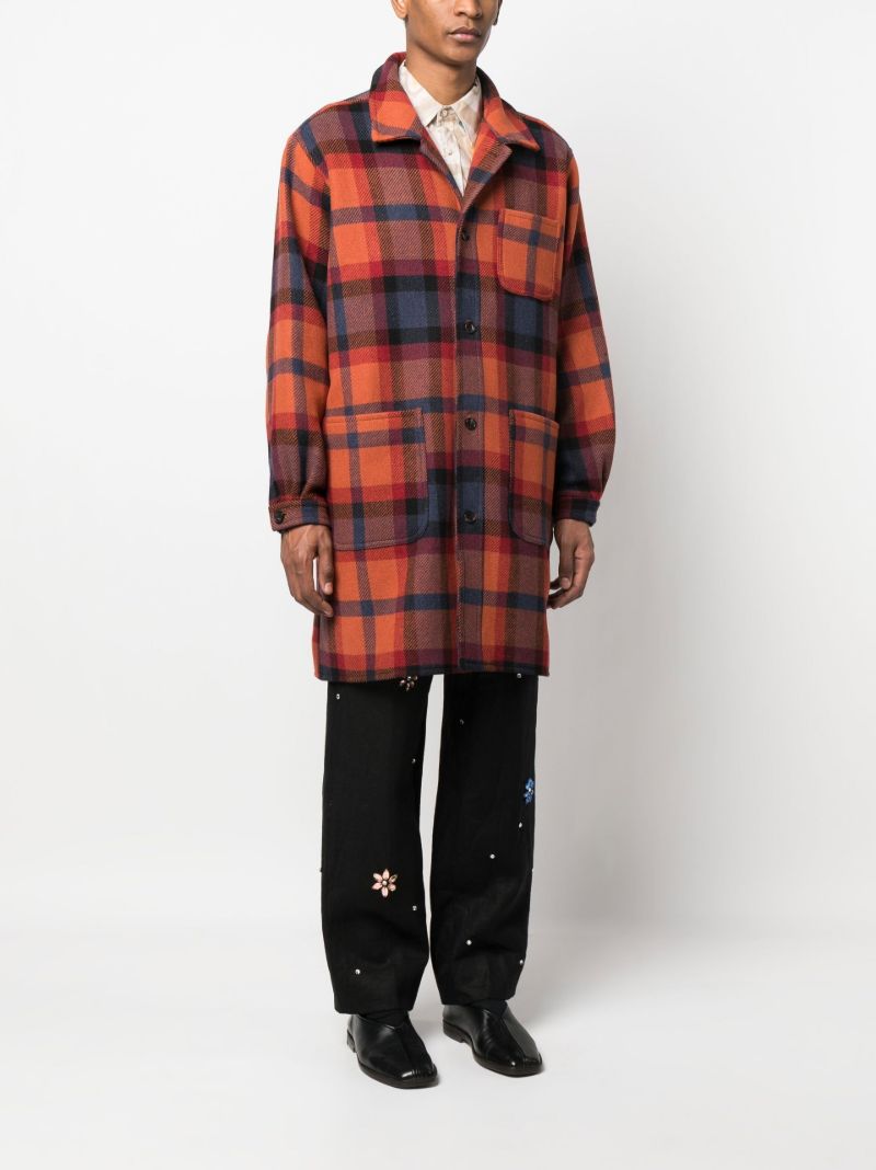 Orange Clinton Plaid Wool Coat
