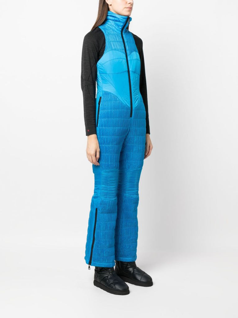 Blue Quilted Sleeveless Ski Jumpsuit