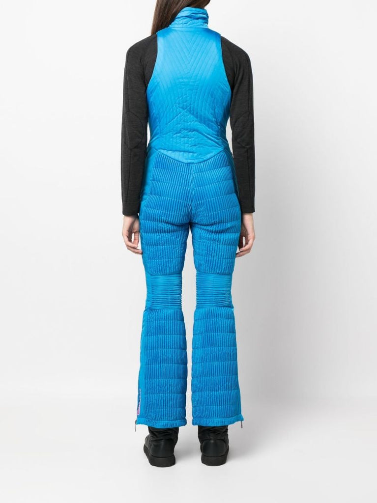 Blue Quilted Sleeveless Ski Jumpsuit