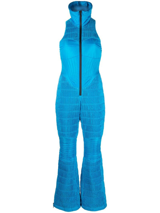 Blue Quilted Sleeveless Ski Jumpsuit