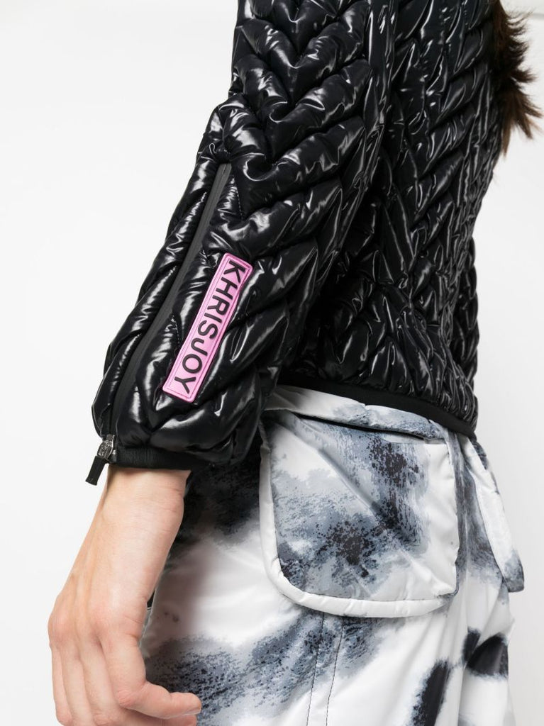 Black Chevron-quilted Ski Jacket