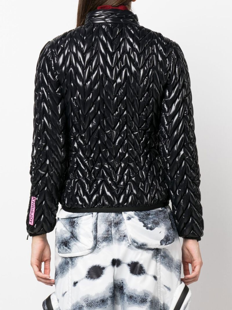 Black Chevron-quilted Ski Jacket