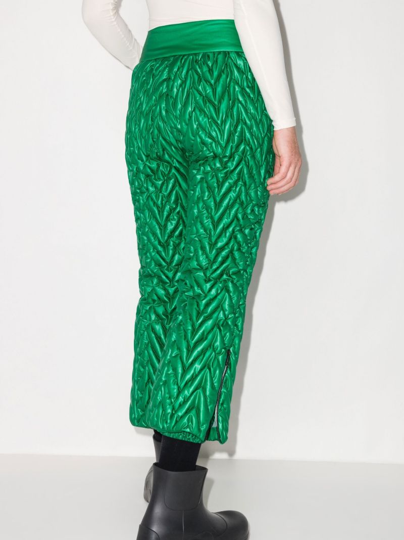 Green Chevron Quilted Cropped Ski Trousers