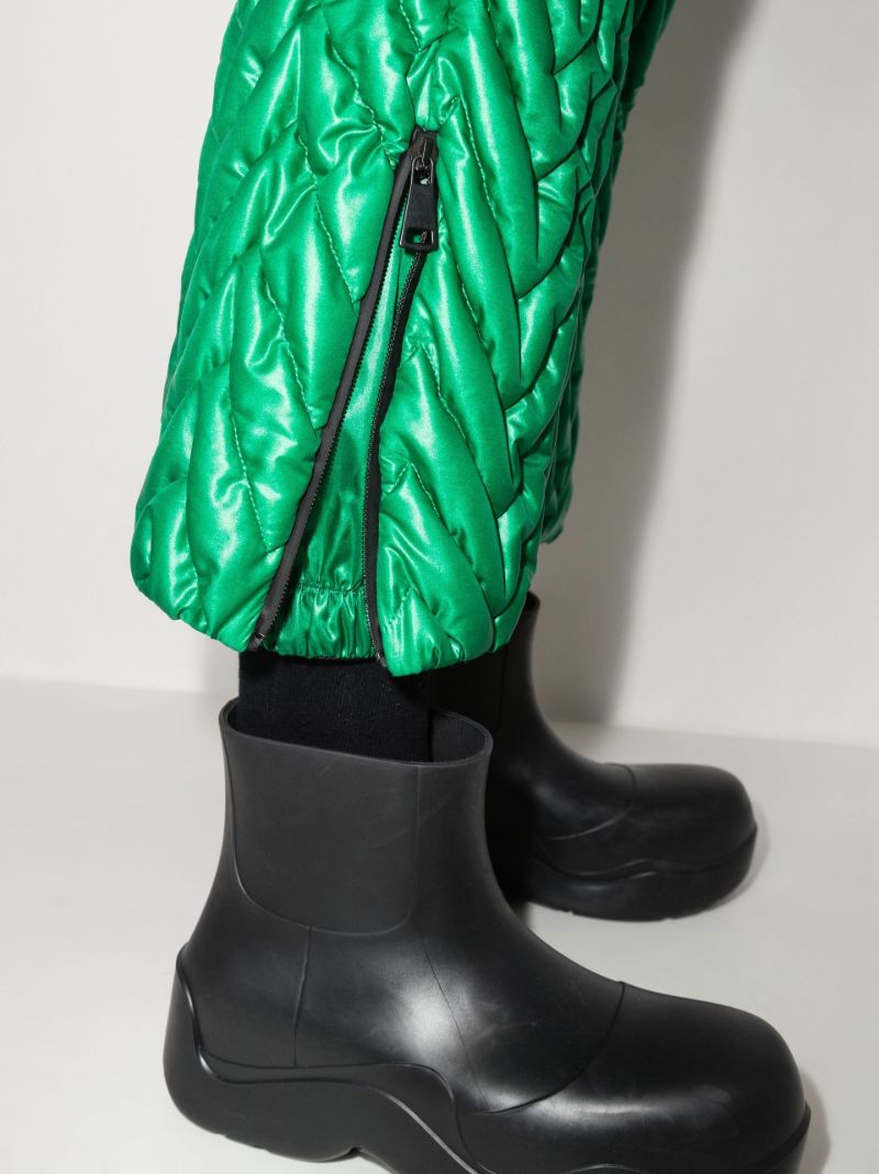 Green Chevron Quilted Cropped Ski Trousers