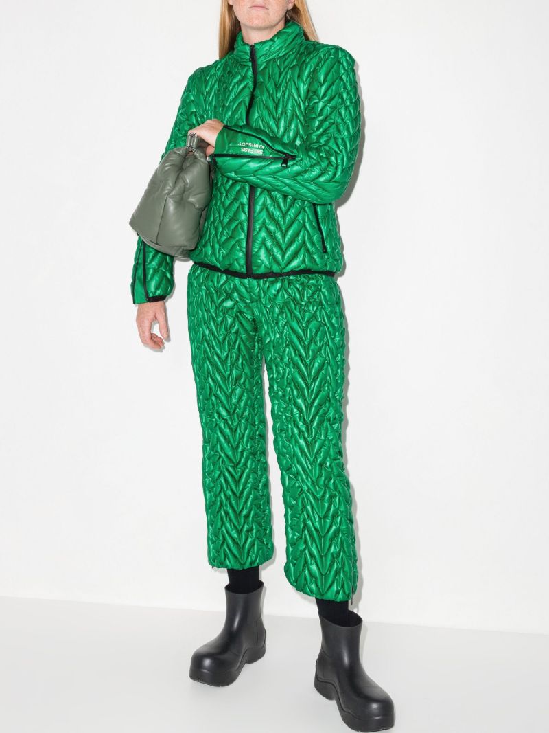 Green Chevron Quilted Ski Jacket