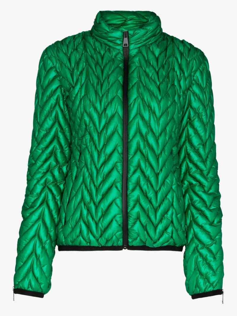 Green Chevron Quilted Ski Jacket