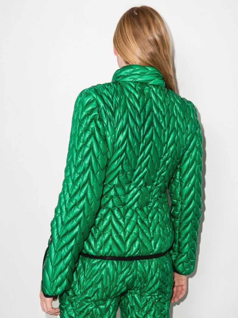 Green Chevron Quilted Ski Jacket