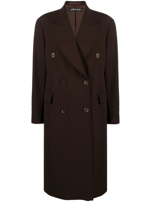 Brown Double-breasted Wool Coat