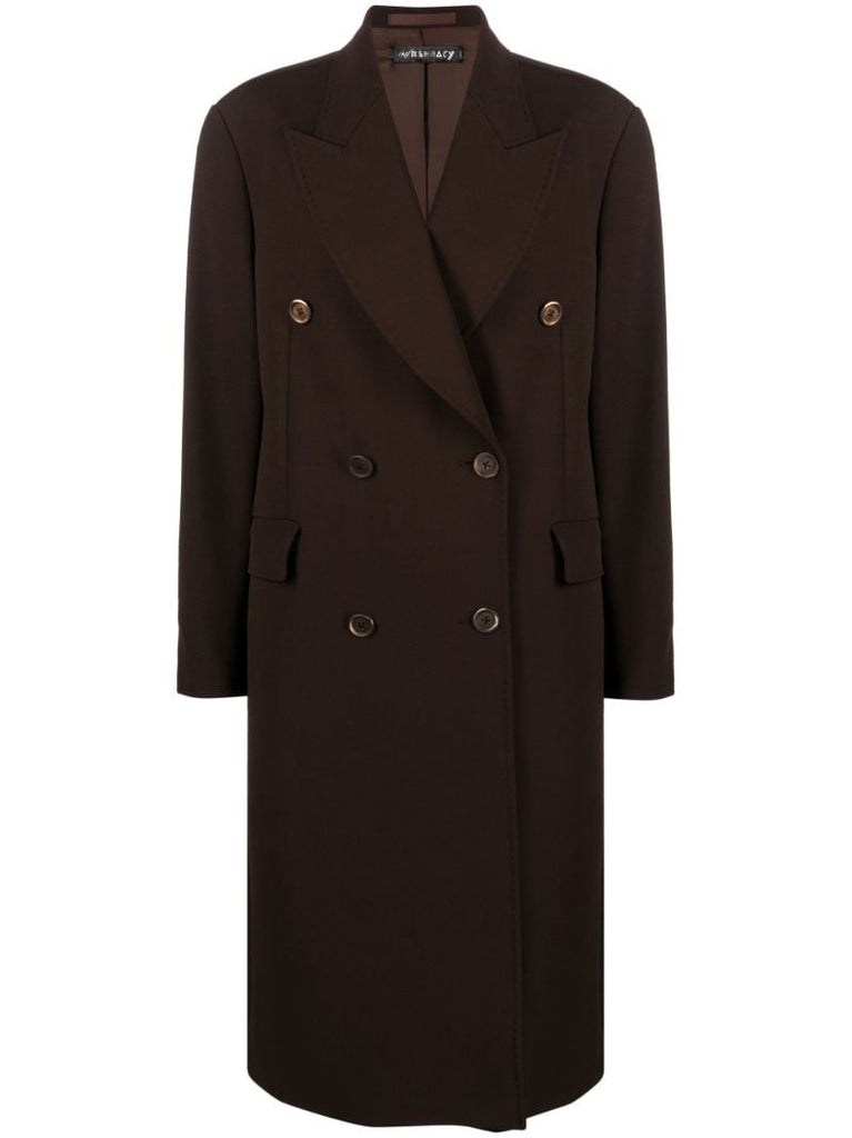 Brown Double-breasted Wool Coat