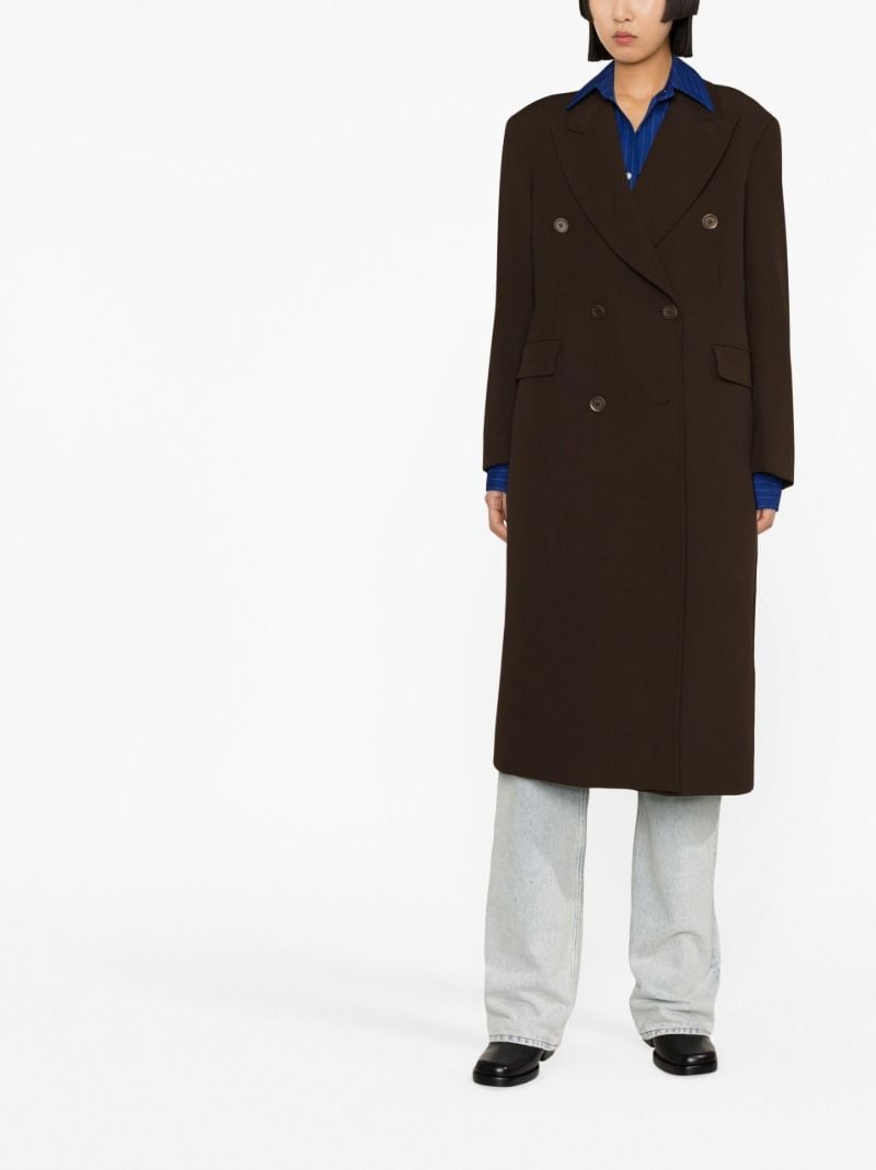 Brown Double-breasted Wool Coat