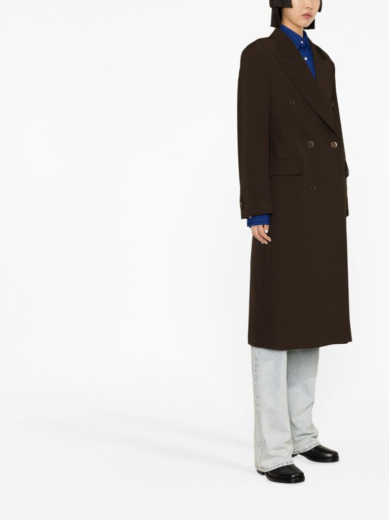 Brown Double-breasted Wool Coat