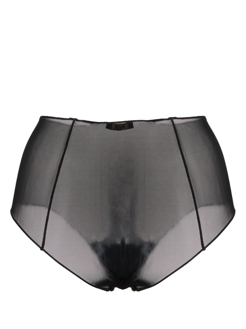 Black Mesh Slip High Waist Briefs