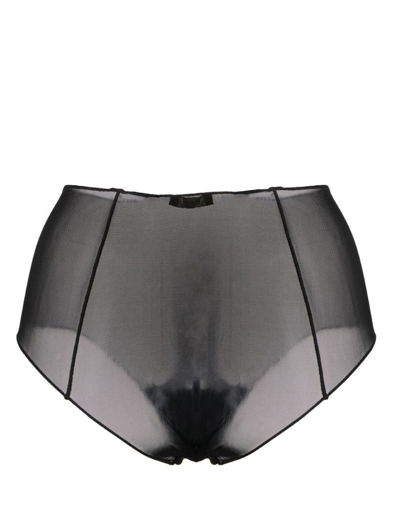 Black Mesh Slip High Waist Briefs
