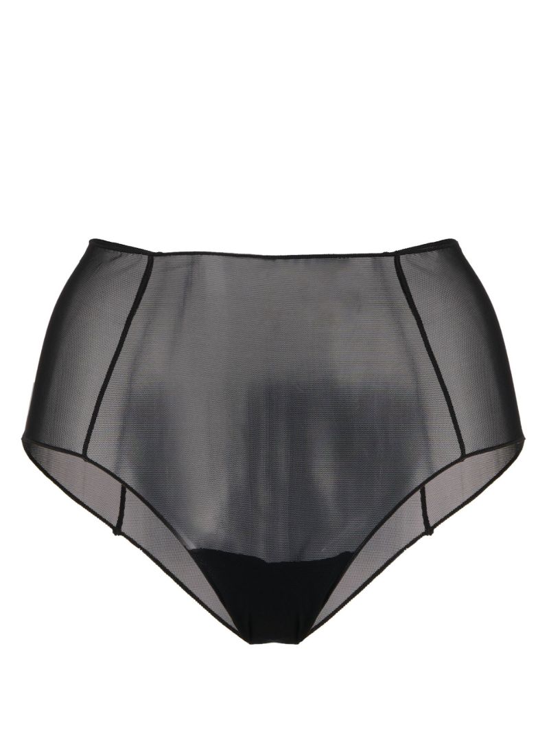 Black Mesh Slip High Waist Briefs
