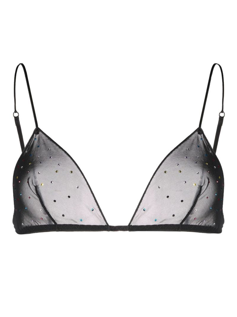 Black Gem Mesh Triangle Bra