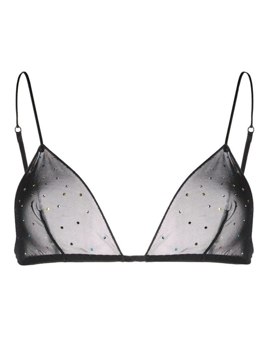 Black Gem Mesh Triangle Bra