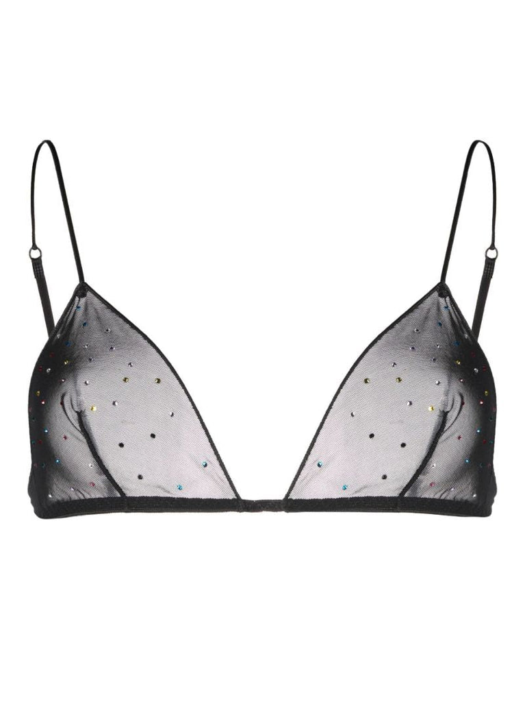 Black Gem Mesh Triangle Bra