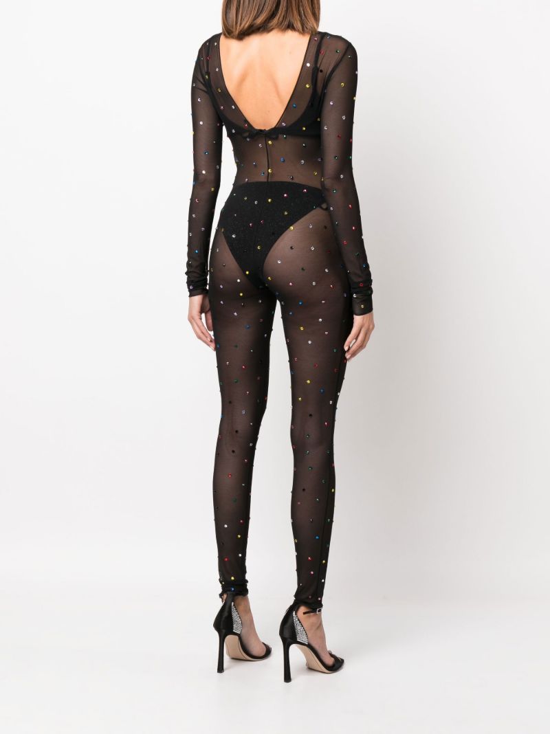 Black Gem Embellished Sheer Jumpsuit
